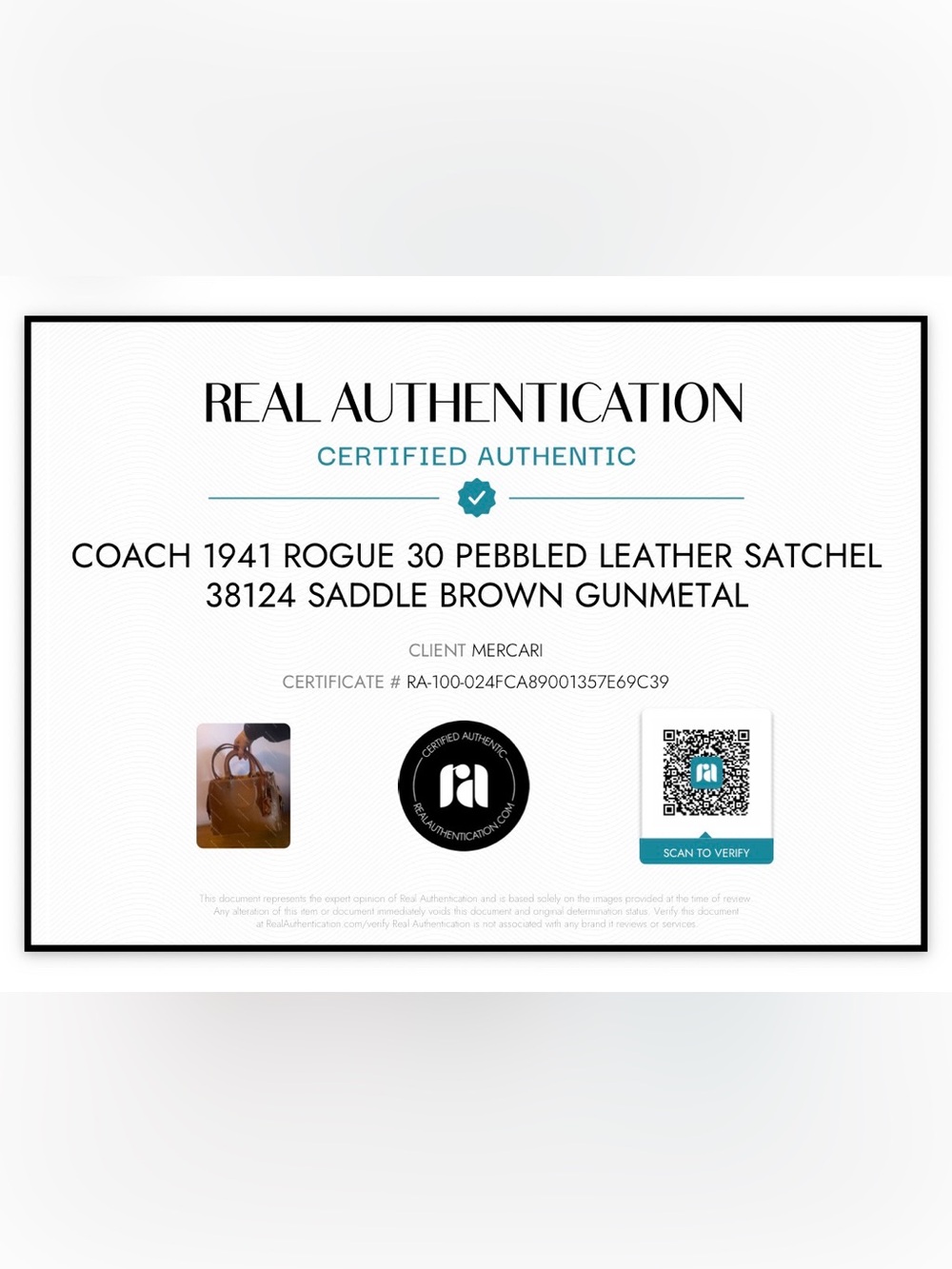 Coach 1941 Rogue 30 Pebbled Leather Satchel 38124 Saddle Brown Gunmetal - Picture 10 of 10